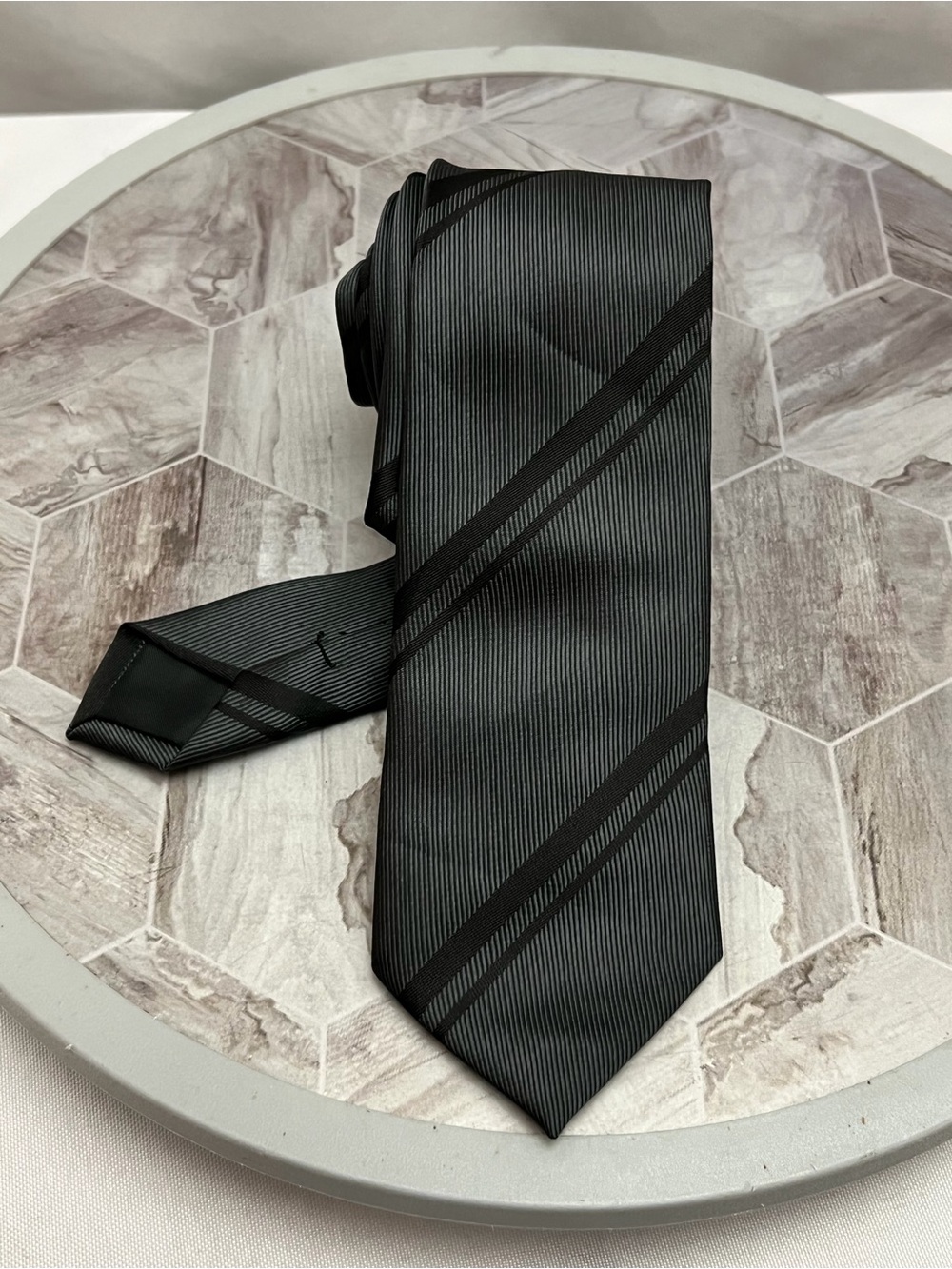 Foreign Exchange Black Diagonal Stripe Men's Tie